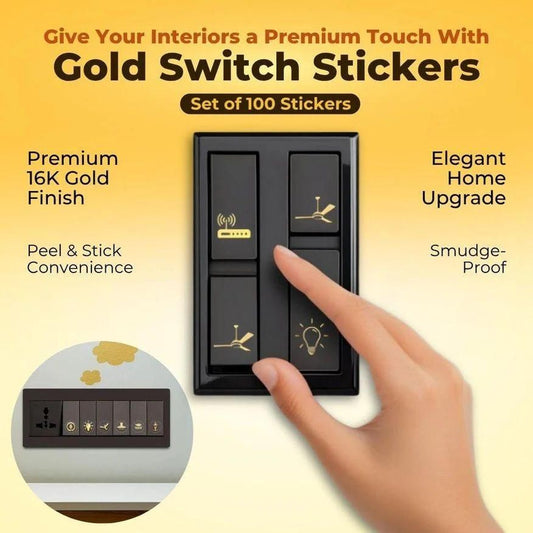 Gold Switch Sticker – Elegant Labels for Fans, Lights, AC & More