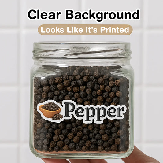 3D Waterproof Kitchen Spice Jar Label Stickers (Pack of 1 - 60 Stickers)